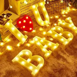 LED Lettera luminosa Luce notturna Creativo Alfabeto inglese Numero Lampada Matrimonio romantico Natale San Valentino Festa Decora 240124