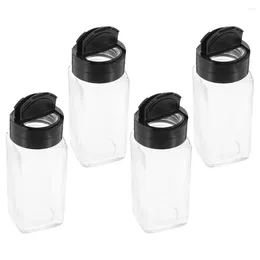 Conjuntos de louça 4 pcs frascos de tempero de vidro pequenos saleiros transparentes garrafas de condimento de cozinha com tampa
