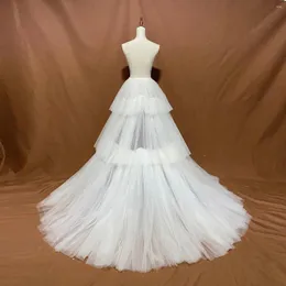 Saias elegante nupcial trem removível em camadas tule saia de casamento destacável overkskirt vestido overlay feito sob encomenda