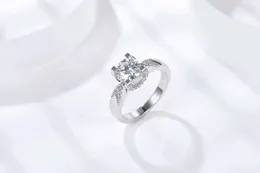 Mode Moissanite Engagement 925 Sterling Silver Elegant smycken Round Halo Square Wedding Rings