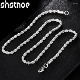 Kedjor SHSTONE 925 Sterling Silver 4mm 16/18/20/22/24 Inch Twist Chain Necklace For Women Men Party Wedding Fashion Charm Jewelry Gift