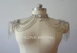 PO PO Real Luxury Crystal Rhinestone Tassel Shawl Jacket Silver Wraps Bolero Wedding Dress Decoration Jewelry Wit8541225