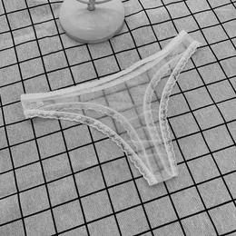 Kvinnors trosor 3 datorer se Clear Mesh Thong Women Erotic Lace G-String Briefs Underwear Ladies Transparent Apparel