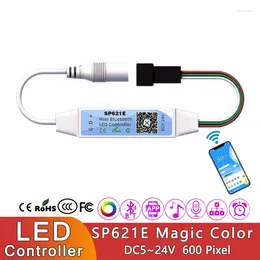 컨트롤러 WS2812B 2811 LED 스트립 50PCS SP621E 미니 블루투스 컨트롤러 스마트 앱 마술 컬러 디머 스파이 주소 디지털 IC