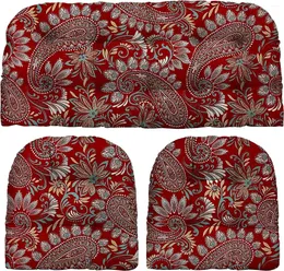 Kissen für drinnen und draußen, 3-teiliges Set aus getuftetem Korbgeflecht, 41" x 19" U-Formen (Standard Eastman Berry Red Paisley)