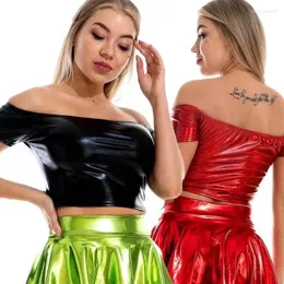 Stage Wear Sexy Women Shiny Jazz Belly Latin Dance Costumes Seamless Tube Top Strapless Festival Club Party Bandeau Crop Stretch