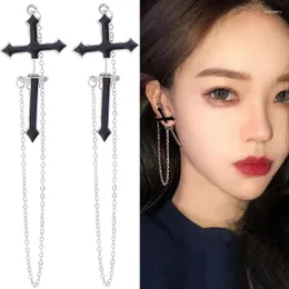 Dangle Earrings Cross Clip Long Chain Fashion Ear Clips Hoop Earring Series Women Girls Jewelry Punk Rock Drop Pendiente