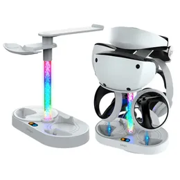 För PS VR2 Magnetiska absorption Rainbow Laddningsstativ Handtag med färgglad RGB -ljus kan lagra glasögon HEADSET VR2 -laddare 240126