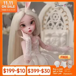 1/4 Boneca BJD Kacey Orelhas Eretas e Flexíveis Bonito Coelho Brinquedos Artesanato Puro Arte Bola Articulada Boneca 240202