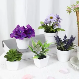 Decorative Flowers 1SET(5PCS) Home Spring Housewarming Party Decoration Simulation Plant Pot Combination Mini Realistic