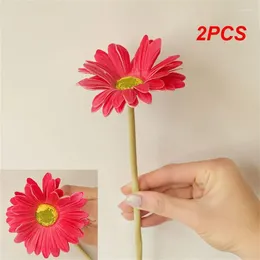 الزهور الزخرفية 2pcs 38.5cm PU PU الاصطناعي Gerbera الزفاف