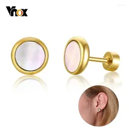 Stud Earrings Vnox Elegant Shell For Women Gold Color Stainless Steel Simple Classic Feme Brincos