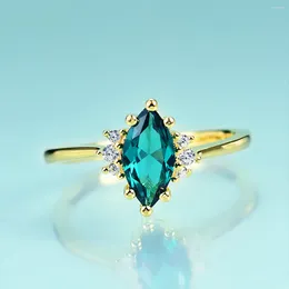 Anéis de cluster Gem's Beauty 14k ouro esmeralda pequena proposta 925 prata esterlina moderna banda de casamento de luxo para mulheres jóias finas