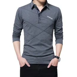 TfettersブランドTシャツの男性ロングTシャツターンダウンストライプデザイナースリムフィットルーズカジュアルコットン男性プラスサイズ240130