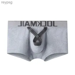 Mutande JOCKMAIL Uomini sexy Boxer custodia per pene U convesso rigonfiamento Cotone Biancheria intima traspirante Proiettili Anello separato Gay YQ240214