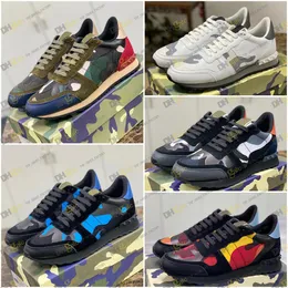 Sapatos de luxo masculino feminino sapato casual rockrunnner tênis masculino designer couro e malha tecido casual sapatos esportivos moda calçado ao ar livre