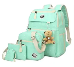 Mulheres lona 4 pçsset mochilas escolares faculdade mochila moda plecak para adolescente menina e meninos mochila moclila bolsa de ombro j7550278