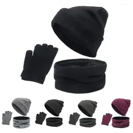 Berets 1 Set Trendy Super Soft Brimless Elasticity Knitted Beanies Hat Scarf Gloves For Shopping Unisex