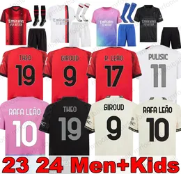 Футбольные майки для взрослых AC M Milan 2023 2024 REBIC THEO REIJNDERS KESSIE DE KETELAERE RAFA LEAO GIROUD PULISIC футбольные рубашки игрок мужская детская комплект Uniformi 16-2XL