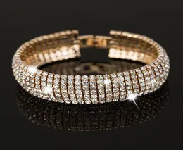 Bracelets 신부 보석 액세서리 2019 고급 모조 다이아몬드 여성 뱅글 레스 커프 장신구 저렴한 lady039s 핸드 체인7784357