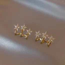 Orecchini a bottone Design coreano Gioielli di moda Placcati in oro 14K Gancio Fiore Accessori per feste serali da donna di lusso