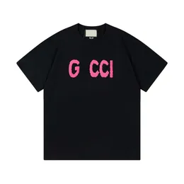 Designe Casual Fashion Wear Guggi Classic High-End Edition 24 여름 폼 레터 인쇄 편안한 브랜드 Semi-Cotton Short Sleeve 남자와 여자 커플 티셔츠