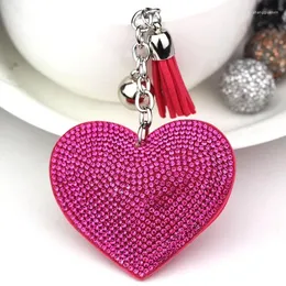 Keychains Fashion Heart Handgjorda Lovely Shiny Crystal Key Chain Women's Car Pendant Girl Statement Rhinestone Jewelry Bag