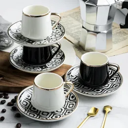 80ml Turkish Espresso Cups With Saucers Ceramic Cup Set For Black Tea Coffee Kitchen Party Drink Ware Home Decor Creative Gifts 240122