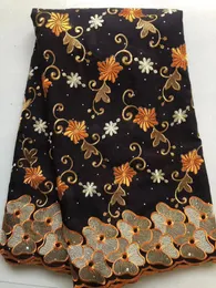 Оптовая продажа, хлопковая африканская кружевная ткань, высококачественная швейцарская вуаль, кружевная ткань, нигерийские сухие кружевные ткани с камнями, свадебное шитье 240202