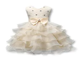 Dopklänning Babykläder 3D Rose Flower Lace Dress Wedding Party Dresses With Butterfly Baby Girl Baptism Princess Dress2525374193