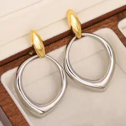 Dangle Earrings Greatera Exaggerated Two Tone Large Water Drop For Women Gold Silver Color Metal Hanging Party Jewelry