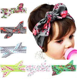 여자 아기 헤드 밴드 활 Diy Bunny Ear Cotton Head Band Kids Floral Turban Newborn Knot Elastic Hairband Children Hair AccessOrie5123160