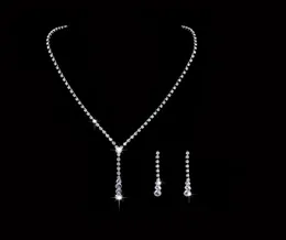 I Stock Crystal Bridal smycken Set Plated Halsband Diamondörhängen Bröllopsmycken för brudbrudtärnor Tillbehör 4720990