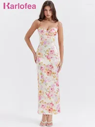 Повседневные платья Karlofea для торжественных случаев, женские летние 2024, шикарные и элегантные отпускные рейв-наряды с цветочным принтом, облегающие длинные