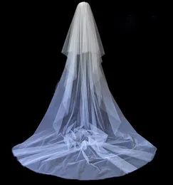 Velo da sposa bianco a due strati con bordo tagliato 2T Veli da sposa lunghi in tulle avorio con pettine Accessori da sposa su misura8299631