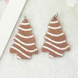Charms 6Pcs Christmas Cake Tree Creative Acrylic Pendant For Keychain Necklace Jewelry Diy Making