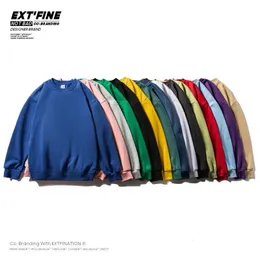 ExtFine унисекс большие толстовки мужские Kpop уличная одежда с одним вырезом базовые толстовки повседневные повседневные мужские пуловеры топы в стиле хип-хоп 240202