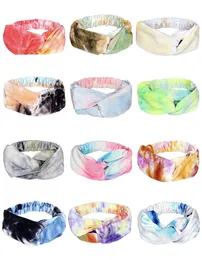 DHL INS 12 Farben Damen Stirnbänder Headwraps Tie Dye Turban Haarbänder Mode Haarschmuck Laufen Stirnband Sport HairBa1486331