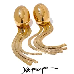 yhpup trendy oval tassel snake سلسلة طويلة معلقة إسقاط الأقراط مقاوم للماء المجوهرات الأذن الأذن 240122