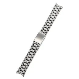 316L Edelstahl SKX 18 mm 20 mm bürstenpolierter massiver Edelstahl President-Uhrenarmband mit gebogenem Ende 240125