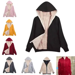 2023 خريف شتاء الصوف وذرات Sweece Hoodies Women Zipperup Coat كبير الحجم S5XL فاكهة