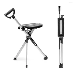 Camp Furniture Cane Chair Non-slip Crutch Folding Portable Seat Universal Elderly And Dual Use CampingChairs