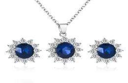 Модный свадебный комплект ювелирных изделий с кристаллами, серьги-гвоздики, ожерелье, комплект с подвеской из кубического циркония для женщин2317347