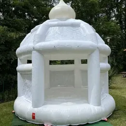 4x4m (13.2x13.2ft) with blower Customized Trampolines white inflatable round wedding bouncy castle wedding party jumper bounce center house for sale