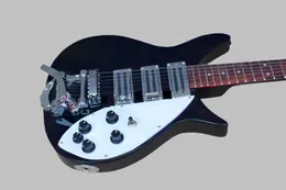 Kort skala längd Ric Ken John Lennon 325C64 JetGlo 6 String Black Jazz Electric Guitar Bigs Tremolo Tailpiece Dot Fingerboard Inlay 3 Pickups