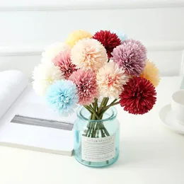 Decorative Flowers Artificial Plants Red And White Dandelion Flower Ball Green Ping-pong Chrysanthemum Home Garden Decorate