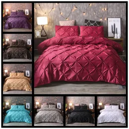 Luxury Black Duvet Cover Pinch Pleat Brief Bedding Set Queen King Size 3pcs Bed Linen Set Comforter Cover With Pillowcase 8 Colors