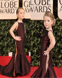 Girls Pageant Dresses 2019 New Fashion Spaghetti Dark Burgundy Taffeta Mermaid Flower Girls Dresses For Wedding Party Custom Made9756470