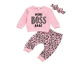 3PCS Infant Baby Girls Zestawy odzieży 03t 2020 Spring Autumn Long Rleeve Tops Spodnie Leopard Pałąk maluch dziecięcych stroje 2795690736