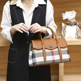 New Tote Genuine Leather Checkered Fashionable Square Bag Women s High End Sense Everyday Versatile One Shoulder Small Handbag factory direct sales